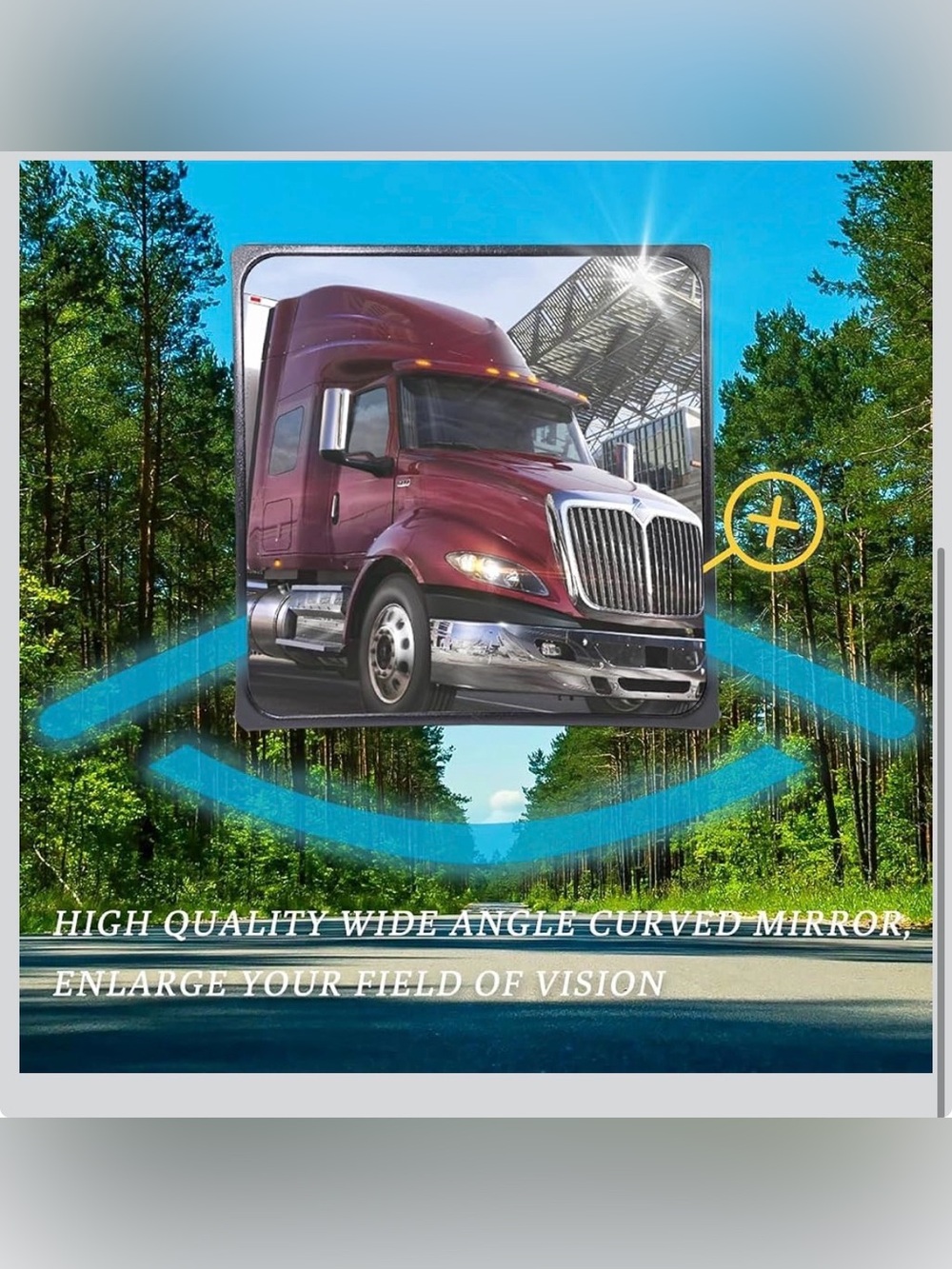 New Open Box Black Square Convex Hood Mirror Head  2008-2018 International Prost